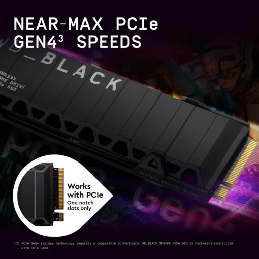 WD_BLACK 4TB SN850X NVMe Internal Gaming Solid State Drive with Heatsink - Works with PlayStation 5, Gen4 PCIe, M.2 2280, Up to 7,300 MB/s - WDS400T2XHE - Image 2