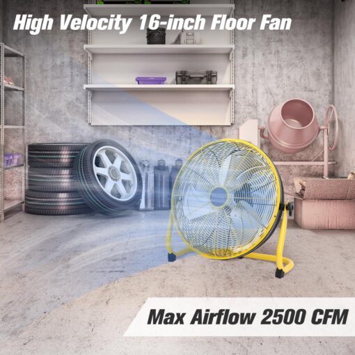 blessny 16" Battery Operated Floor Fan, 20000 mAh Large Rechargeable Cordless Fan for Camping Gazebo Chicken Coop Greenhouse Hurricane Home (High Velocity 2500 CFM) - Image 9