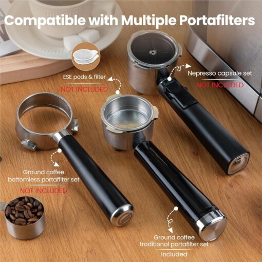 Gevi Commercial Espresso and Coffee Makers with Portafilter for Nespresso Original Capsules and Coffee Powder, Professional Espresso Maker with Milk Frother for Cappuccino, Latte - Image 3
