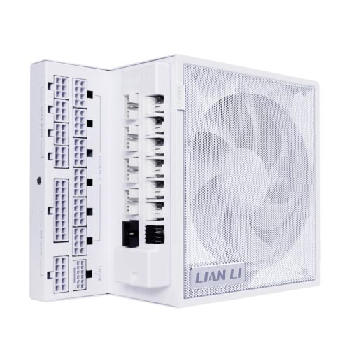 Lian Li Edge Serie - 1200W Full Modular Power Supply (Fan USB Hub Included) - Gold - ATX 3.1 - PCIE 5.1 Support - 12V-2x6 Connector - L-Shape Design for Dual Chamber Case - White (EG1200G.WH)
