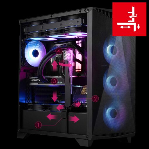 MSI MPG GUNGNIR 300R Airflow - Premium Mid-Tower Gaming PC Case - Tempered Glass Side Panel - ARGB 120mm Fans - Liquid Cooling Support up to 360mm Radiator - Vented Front Panel - Image 7