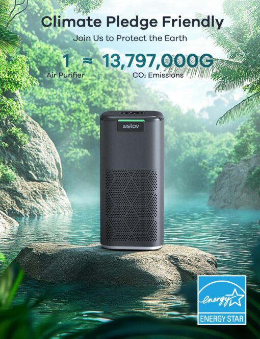 WELOV World's 1st Matter Smart Air Purifier, Air Purifiers for Home Covers 1570 Ft², 99.997% Filtration Efficiency of Particles 0.1-0.3 μm, H13 True HEPA PM2.5 Monitor, Sleep Mode, Dimmable Lighting - Image 9