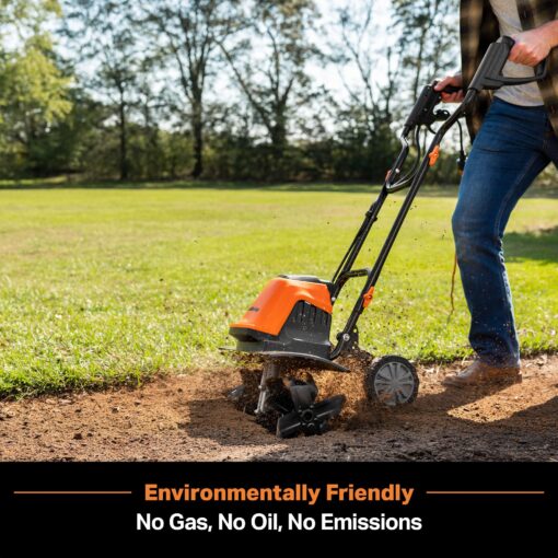 LawnMaster TE1318W1 Corded Electric Tiller 13.5-Amp 18-Inch Orange - Image 5