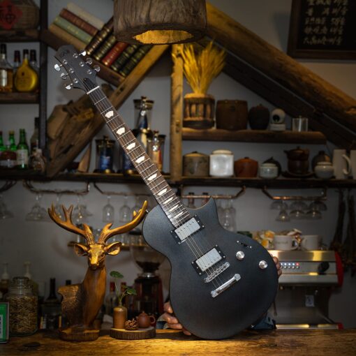 EART EGLP-610 Electric Guitar Solid-Body Electric Guitar,Custom Alnico-II Humbuckers, Satin Sapphire Blue, Satin Gunmetal Black, Satin Honey Tea - Image 2