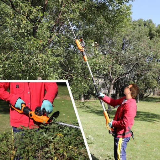 GARCARE 2 in 1 Hedge Trimmer Cordless with 20V, 4.0Ah Li-Ion Battery and Quick Charger Tree Trimmer 510mm Dual-Action Laser Blade, 7/10inch Cutting Capacity - Image 2
