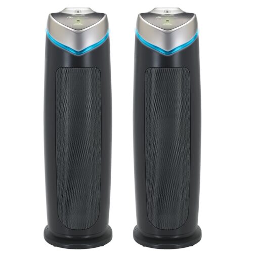 GermGuardian Air Purifier for Home with HEPA Pure Filter, for Wildfire Smoke, Pet Dander, Pollen, Odors, Large Rooms Up To 743 Sq. Ft., Removes 99.97% Pollutants, UV-C, 2-Pack, 22", AC48252PK, Gray