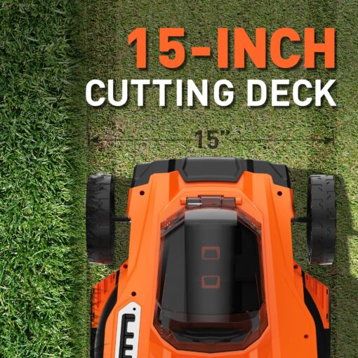 Maxlander Lawn Mowers, 15Inch Electric Lawn Mower Cordless, 40V 2-in-1 Battery Powered Lawn Mower with Brushless Motor, 6-Position Height Adjustment, 2PCS 4.0Ah Batteries and Charger Included - Image 6