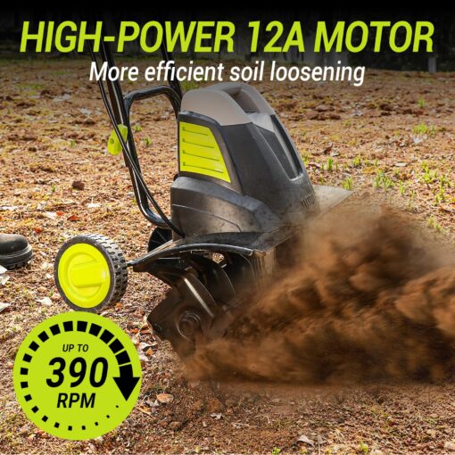 Electric Tiller 12 Amp Rototiller：Powerful Garden Tiller with 6 Steel Tines Tiller, Hand Tiller with 17.7 inch Tilling Width 8'' Tilling Depth for Gardening, Cultivator for Lawn - Image 5