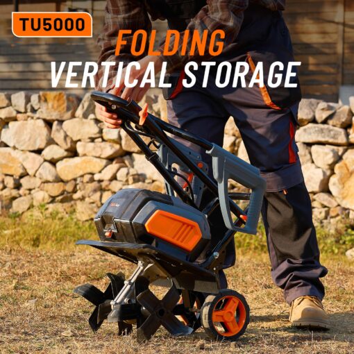 Cordless Electric Tiller Garden Cultivator TaskStar 40V Power Tiller Total 5000mAhx2 Battery Powered Rototiller 14" Width 9"Depth Tiller for Gardening,Dynamical Brushless Motor Enable Smooth Workflow - Image 4
