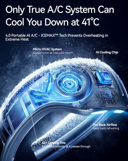 RANVOO AICE LITE Plus 2025 Max Cooling Airflow [No.1 Coolest & Most Durable] Neck Air Conditioner, Ultimate Immersive Personal AC 6,000 mAh Rechargeable Neck Fan Blow Cold Air, Gifts for Mom, Blue - Image 7