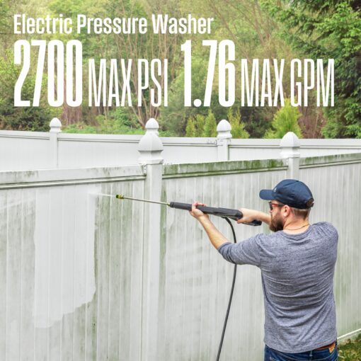 Westinghouse WPX2700e Electric Pressure Washer, 2700 PSI and 1.76 Max GPM, Induction Motor, Onboard Soap Tank, Spray Gun and Wand, 5 Nozzle Set, for Cars/Fences/Driveways/Homes/Patios/Furniture - Image 7