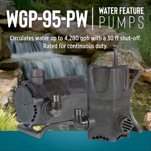 Little Giant WGP-95-PW 115 Volt, 4280 GPH Dual Discharge Direct Drive Submersible Waterfall and Pond Pump, Black, 566407 - Image 4