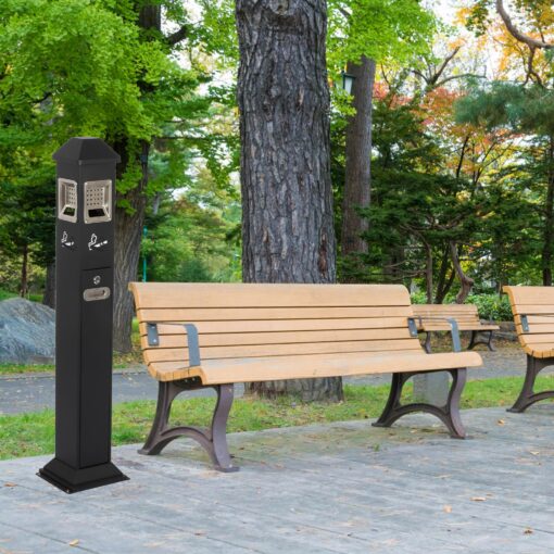 lukar Commercial Butt Receptacles Metal Butt Container Heavy Duty Ash Disposal Outdoor Vertical Trash Can for Patios Gardens Hotels Pubs Offices(Black) - Image 7