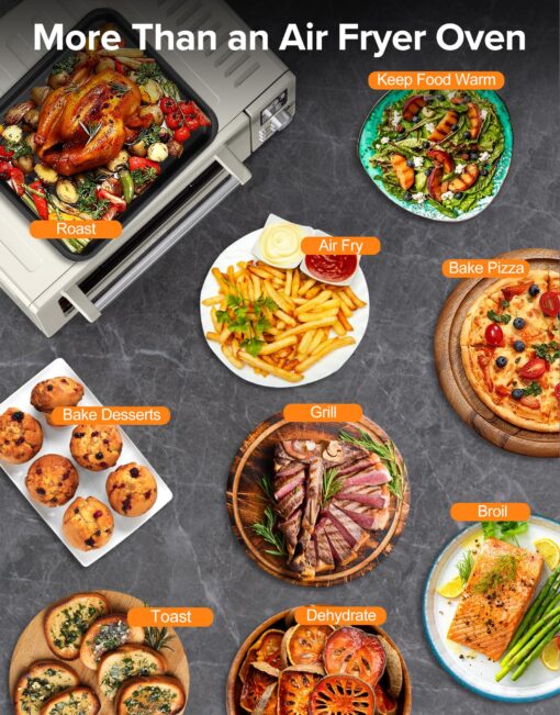 Nuwave Bravo Pro Smart Air Fryer Toaster Oven Combo, Airfryer Convection Oven Countertop, 10-in-1 Functions with Quicker & Even Crisp Technology, 1800W, 50-450°F, PFAS-Free, 21QT, Vanilla Cream - Image 2