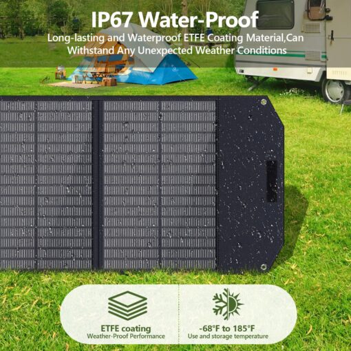 200W Portable Solar Panel, IP67 Waterproof Foldable Solar Charger for Power Station Generator with QC3.0 USB-A & Type-C Output, 200 Watt Monocrystalline Solar Panels for Camping RV Power Blackout - Image 4