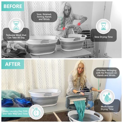 Calliger Clothes Wringer - Better Moisture Removal than Portable Washing Machine/Portable Dryer - Heavy Duty Off Grid Perfect Towel/Laundry Wringer for Chamois Cloth, Tile Sponge, etc. - Image 6