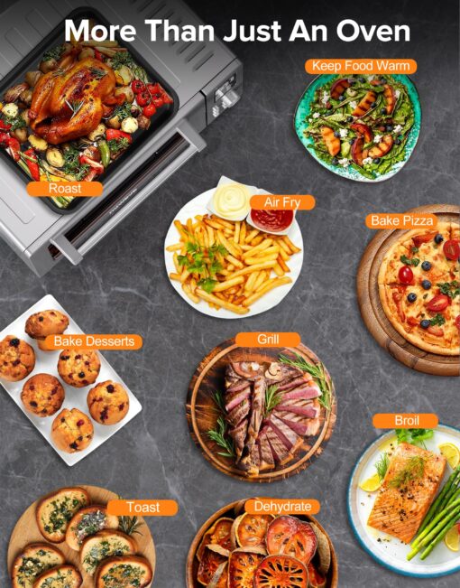 Nuwave Bravo Pro Smart 21QT Toaster Oven Air Fryer Combo, Convection Oven Countertop, 10 functions all in 1, with even & quick crisp technology, 50-450°F, 1800W, Stainless Steel - Image 2