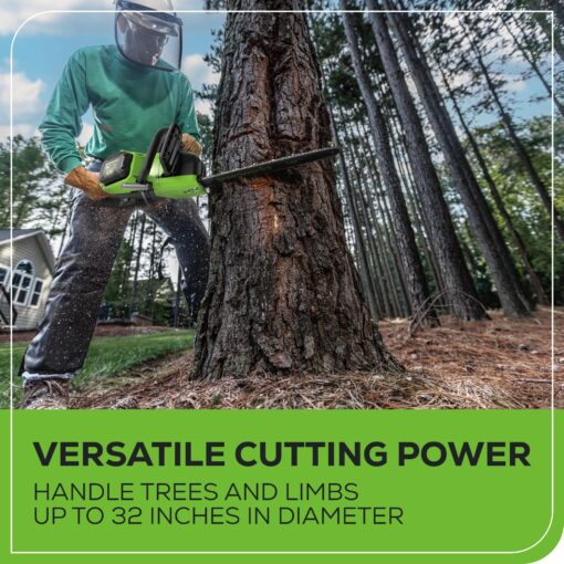 Greenworks 80V 16" Brushless Cordless Chainsaw (Great For Tree Felling, Limbing, Pruning, and Firewood), 75+ Compatible Tools, 2.5Ah Battery and Charger Included - Image 12