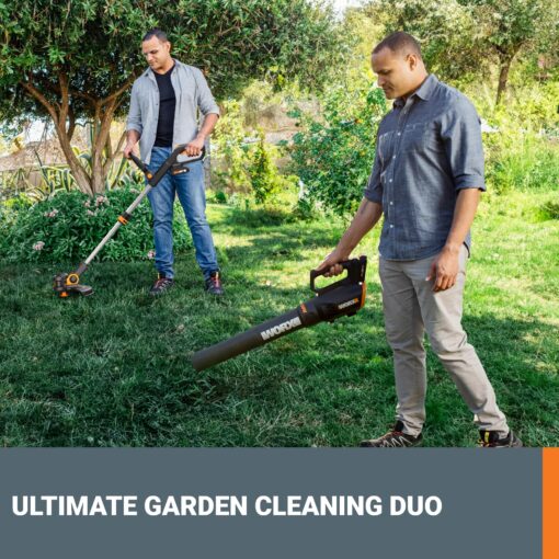 Worx 20V String Trimmer Cordless & Edger 3.0 + Leaf Blower Cordless with Battery and Charger Turbine, Black and Orange - Image 4