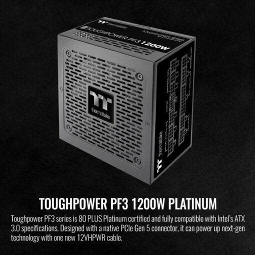 Thermaltake Toughpower PF3 ATX 3.0 1200W 80+ Platinum Full Modular SLI/Crossfire Ready Power Supply; PCIe 5.0 12VHPWR Connector Included; 10 Year Warranty; PS-TPD-1200FNFAPU-L - Image 6