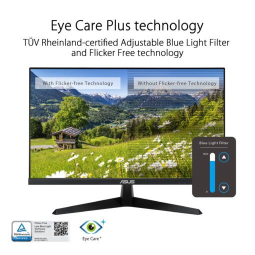 ASUS 24” (23.8-inch viewable) Eye Care Monitor (VY249HF) - Full HD, IPS, 100Hz, IPS, SmoothMotion, 1ms, Adaptive Sync, Blue Light Filter, Flicker Free, HDMI, VESA Mountable, 3 Year Warranty - Image 5
