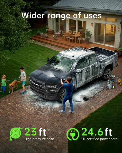 Pressure Washer, 4800PSI 3.0 GPM Max Electric Power Washer with Foam Cannon 48FT Total Long High Pressure Washer for Cars, Fences, Patios, Decks, Patios and Driveway Powerwasher - Image 4