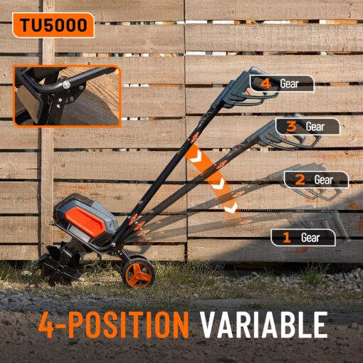 Cordless Electric Tiller Garden Cultivator TaskStar 40V Power Tiller Total 5000mAhx2 Battery Powered Rototiller 14" Width 9"Depth Tiller for Gardening,Dynamical Brushless Motor Enable Smooth Workflow - Image 3