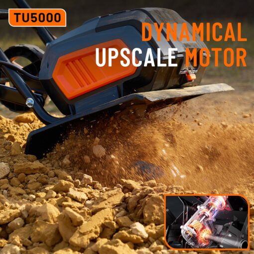 Cordless Electric Tiller Garden Cultivator TaskStar 40V Power Tiller Total 5000mAhx2 Battery Powered Rototiller 14" Width 9"Depth Tiller for Gardening,Dynamical Brushless Motor Enable Smooth Workflow - Image 9