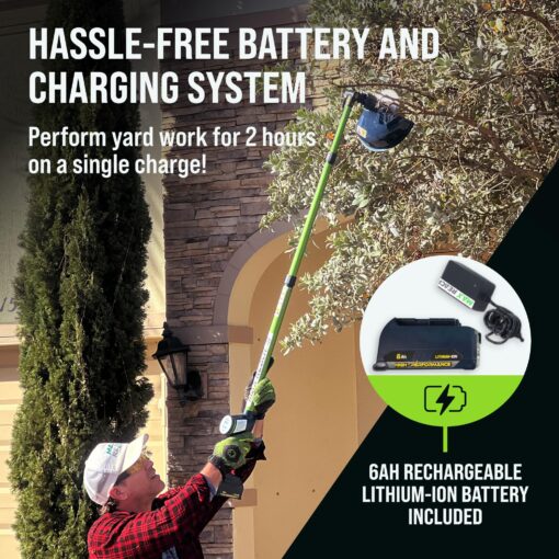 3-in-1 Cordless Yard Landscaping Tool Long Reach Hedge Trimmer + Tree Trimmer + Electric Leaf Blower Cordless with Battery & Charger Battery Powered Pole Saw & Tree Saw & Weed Eater by Max Reach Tools - Image 7