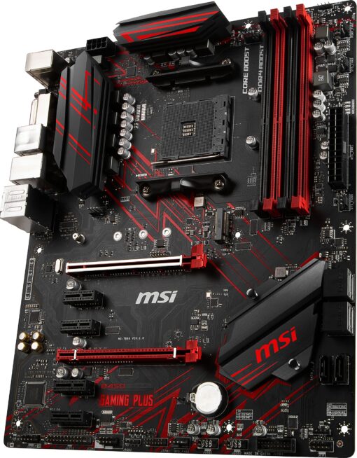 MSI Performance GAMING AMD Ryzen 1st and 2nd Gen AM4 M.2 USB 3 DDR4 DVI HDMI Crossfire ATX Motherboard (B450 GAMING PLUS) - Image 4