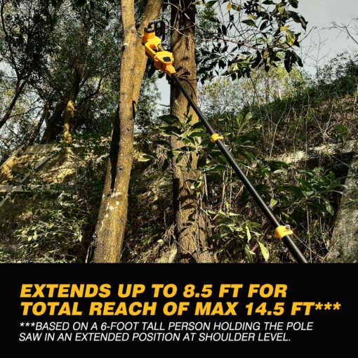 2-IN-1 Cordless 10-Inch Pole Saw And Chainsaw Compatible with Dewalt 20V MAX* Battery, Auto Oiling, Total Reach of Max 15ft, Electric Pole Saw for Tree Trimming Pruning (Battery NOT Included) - Image 5