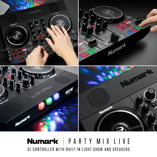 Numark Party Mix Live - DJ Controller with Built in Speakers, Party Lights and DJ Mixer, Complete Dj Set with Mixer and Audio Interface + Serato DJ Lite - Image 2