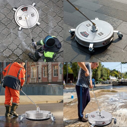 Twinkle Star 20" Pressure Washer Surface Cleaner with 4 Wheels, Stainless Steel Housing & 1/4" Quick Connector, Power Washer Attachment with 2 Extension Wand, 2 Replacement Nozzles, 4000 PSI - Image 5
