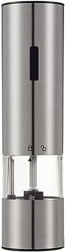 Electric Salt and Pepper Grinder, One Hand Operation Electric Salt and Pepper Mill Automatic Gravity Salt Pepper Grinders, Adjustable Grind Coarseness and Refillable, Stainless Steel Pack