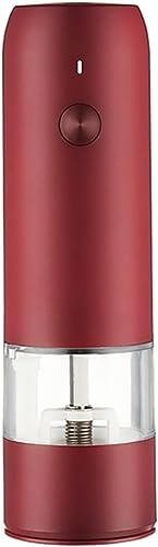 Electric Salt Pepper Grinder Set USB Charge Spice Mill Grinder Adjustable Coarseness Pepper Mill Grinder Kitchen Tools (1Pcs)(Red)