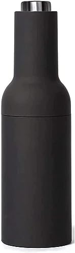 Electric Gravity Pepper Grinder or Salt Mill with Adjustable Coarseness Automatic Pepper Mill Grinder Battery Powered,One Hand Opetated Brushed Stainless Steel(Black)