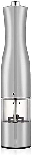 Electric Pepper and Salt Grinder Set, Battery Powered ，One Hand Automatic Operation, Stainless Steel