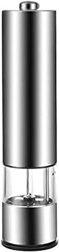 Electric Pepper Grinder or Salt Grinder - Battery Operated Stainless Steel Pepper Mill with- One Handed Operation