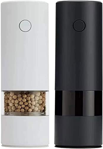CXAPRDSH Electric Pepper Grinder set of 2, Automatic Salt and Pepper Mill Grinder, Battery Powered, 5 Gears Adjustable Coarseness