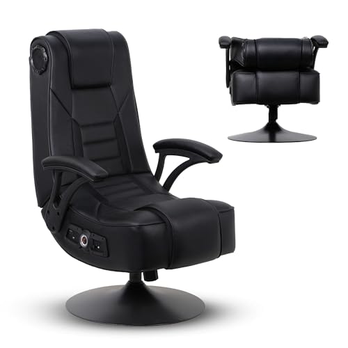 X Rocker Mammoth Lounging Video Gaming Pedestal Chair with Armrests, Built-In Audio via Wireless Bluetooth, Foldable, Vegan Leather, 300 lbs Max, Amazon Exclusive, Black
