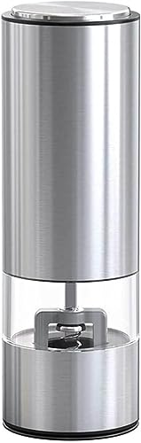 Electric Salt and Pepper Grinder - Battery Operated Stainless Steel Mill - Automatic One Handed Operation - Electronic Adjustable Shakers