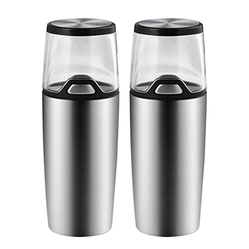 HBJWOV Electric Pepper Mill Stainless Steel Automatic Salt and Pepper Grinder With LED Light Thickness Adjustment Kitchen Spice Mill