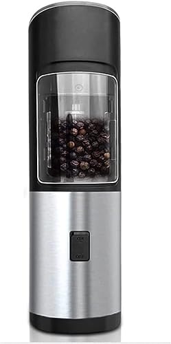 Gravity Electric Pepper Grinder or Salt Grinder Mill- Battery Operated Automatic Pepper Mill with Light, One Handed Operation, Adjustable Coarseness