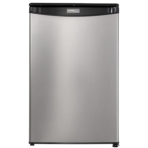 Danby DAR044A4BSLDD-6 4.4 Cu.Ft. Mini Fridge, Compact All Refrigerator for Bedroom, Living Room, Bar, Dorm, Kitchen-in Stainless Steel Look, Stainless