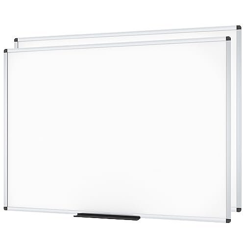 VIZ-PRO Large Magnetic Dry Erase White Board for Wall, 60 X 48 inches, Pack of 2, 5' x 4' Aluminum Framed Whiteboard with Marker Tray for School Office Home