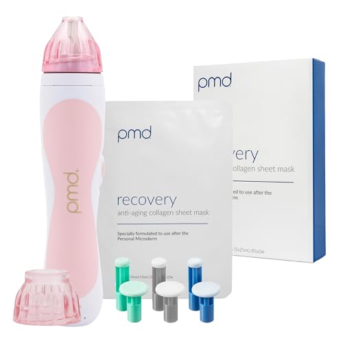 PMD Personal Microderm Classic for At-Home Use, Facial Exfoliator Tool, Microdermabrasion Machine Kit for Face and Body Skincare, With Recovery Mask, Blush