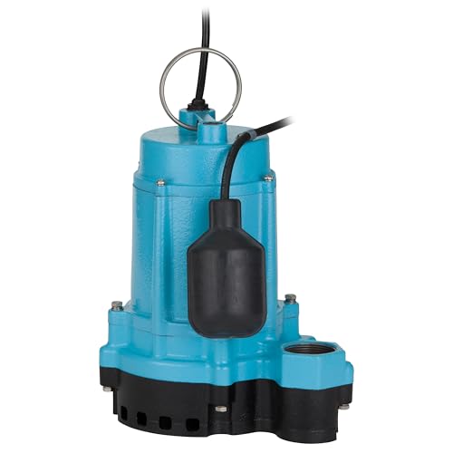 Little Giant 6EC-CIA-RF 1/3 HP, 115-Volt, 3180 GPH Automatic Cast Iron Submersible Sump/Effluent Pump with Polypropylene Base, Piggyback Mechanical Float Switch and 30-Ft. Power Cord, Blue, 506808