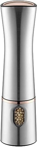 Electric Pepper Grinder or Salt Grinder Mill- Battery Operated Automatic Pepper Mill with Light, Adjustable Coarseness, One Handed Operation