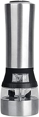 Electric Pepper Grinder or Salt Grinder - Battery Operated Stainless Steel Pepper Mill - One Handed Operation