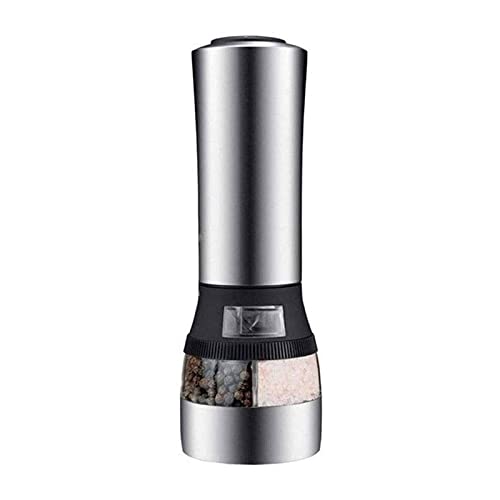 Electric Salt and Pepper Grinder - Battery Operated Stainless Steel Pepper Mill - Automatic One Handed Operation - Electronic Adjustable Shaker